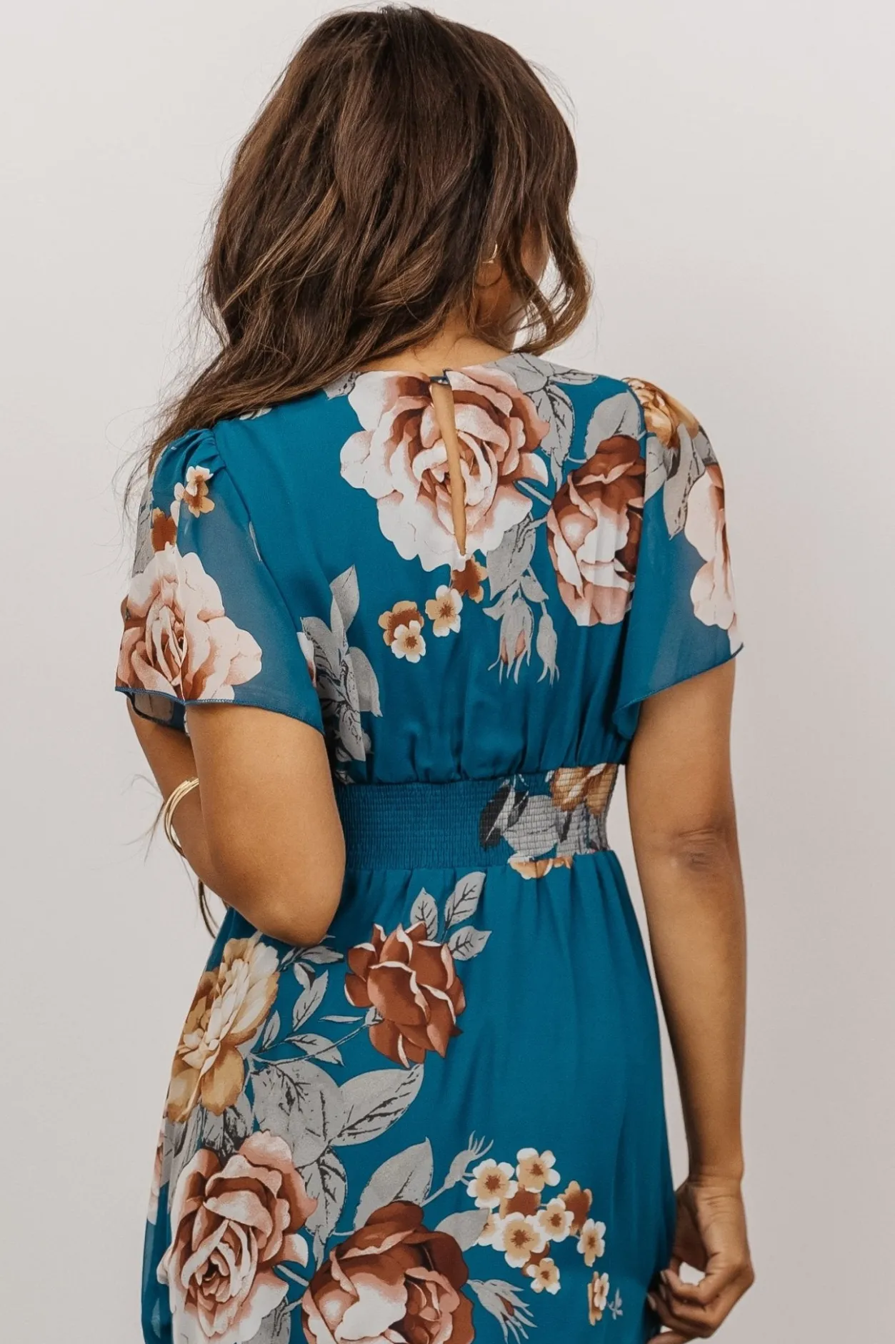 New Baltic Born Sarah Smocked Midi Dress | Blue Floral BlueFloral