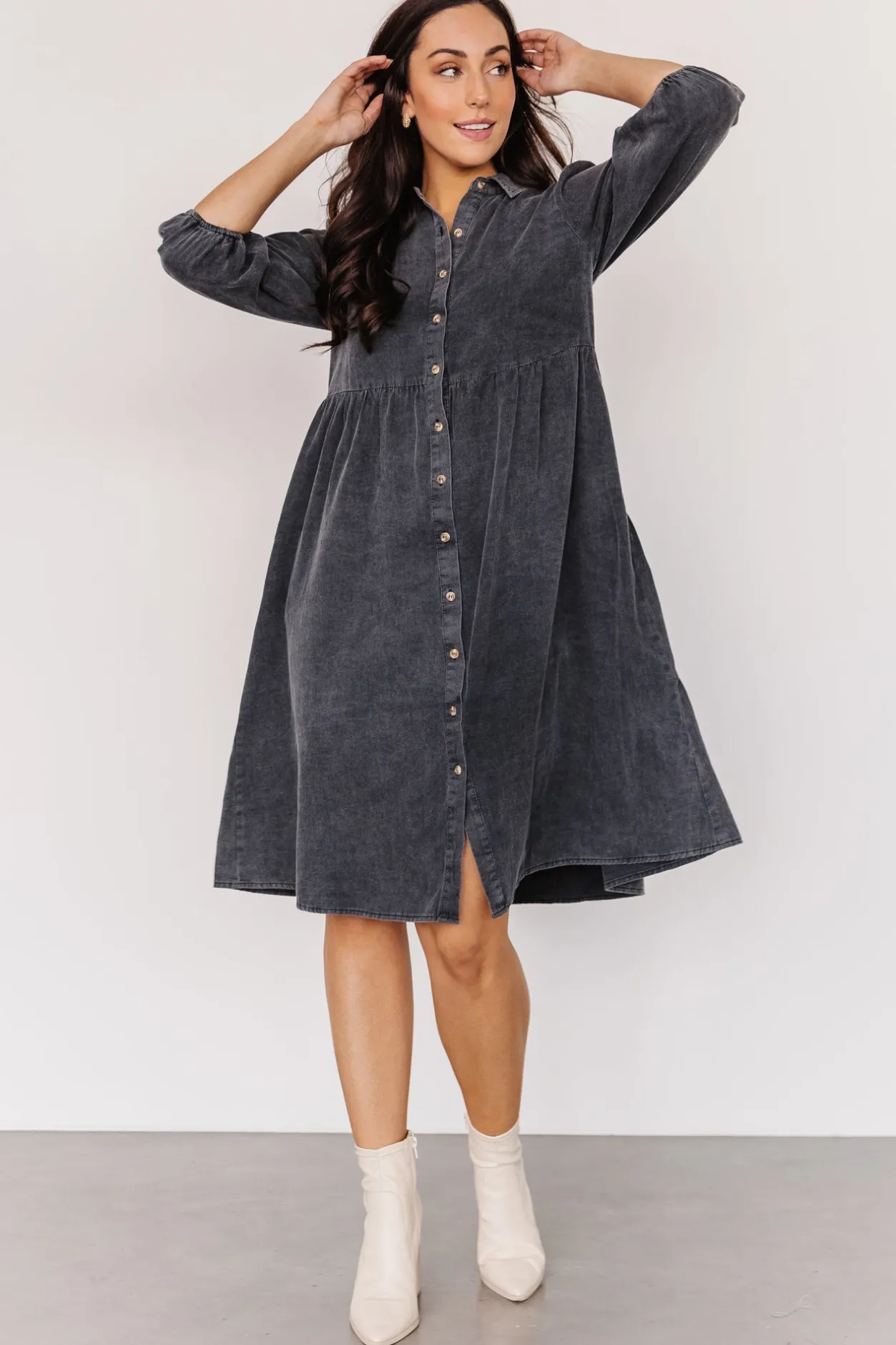 Clearance Baltic Born Sari Babydoll Dress | Washed Black WashedBlack