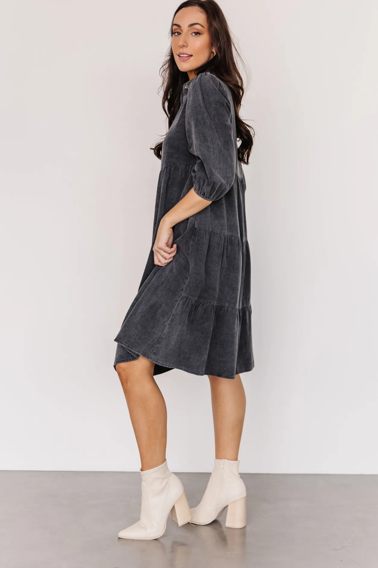 Clearance Baltic Born Sari Babydoll Dress | Washed Black WashedBlack