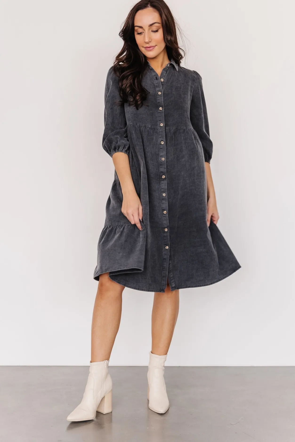 Clearance Baltic Born Sari Babydoll Dress | Washed Black WashedBlack