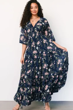 Best Baltic Born Sawyer Tiered Maxi Dress | Navy + Pink Navy+Pink