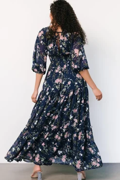 Best Baltic Born Sawyer Tiered Maxi Dress | Navy + Pink Navy+Pink