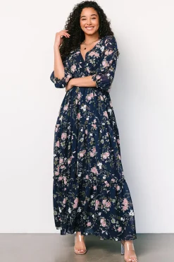 Best Baltic Born Sawyer Tiered Maxi Dress | Navy + Pink Navy+Pink