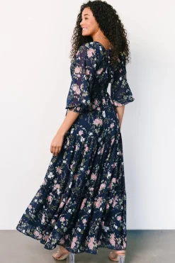 Best Baltic Born Sawyer Tiered Maxi Dress | Navy + Pink Navy+Pink