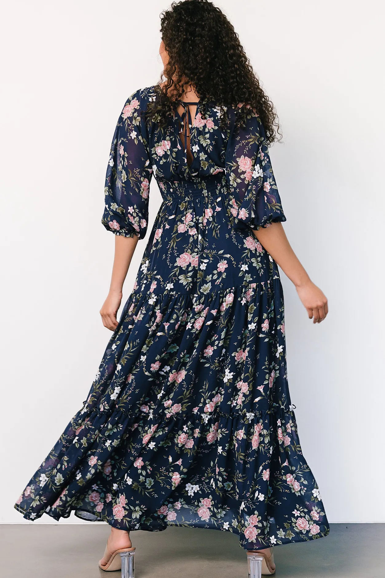 Best Baltic Born Sawyer Tiered Maxi Dress | Navy + Pink Navy+Pink