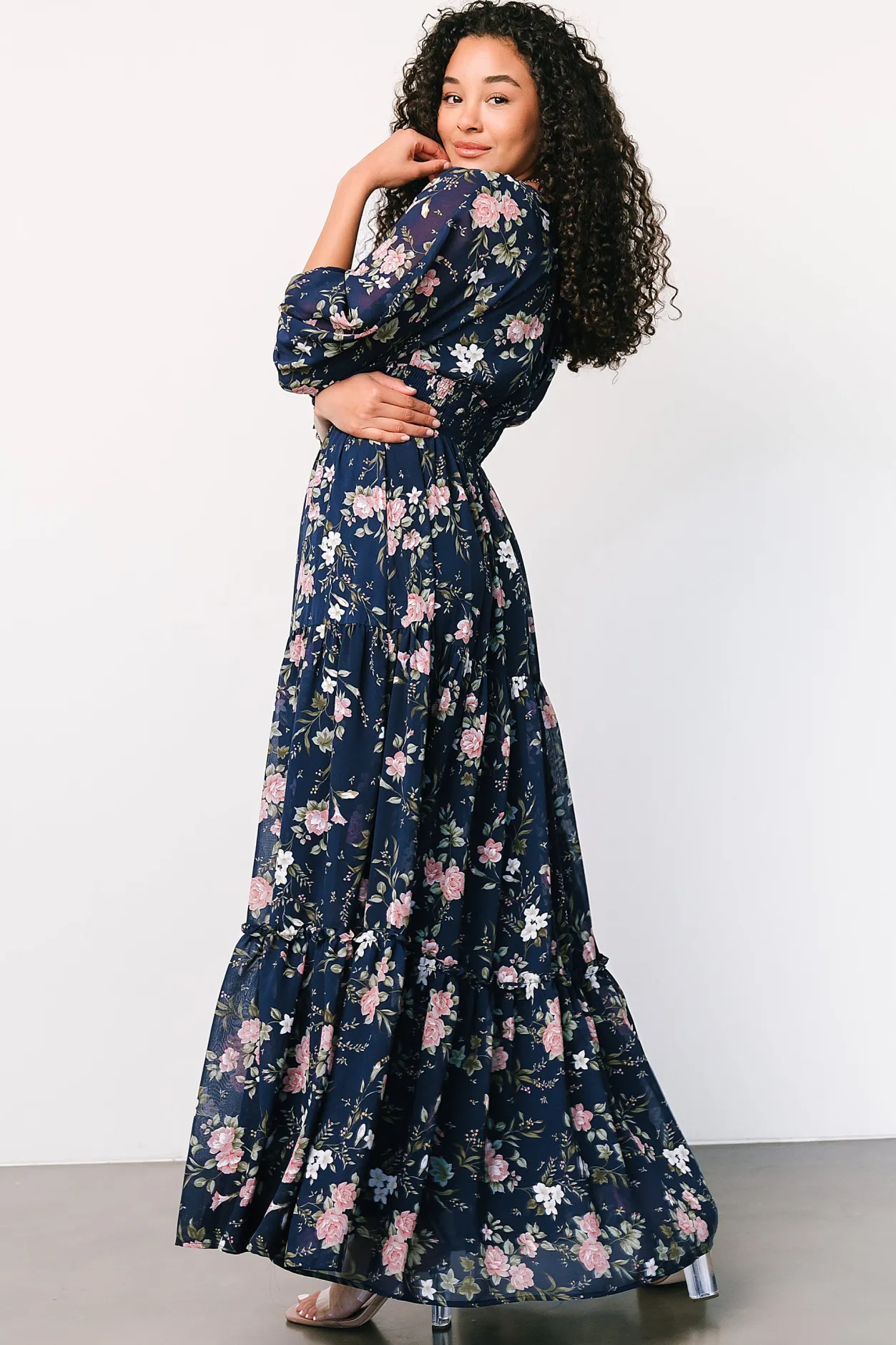 Best Baltic Born Sawyer Tiered Maxi Dress | Navy + Pink Navy+Pink