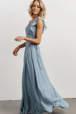Online Baltic Born Saya Wrap Maxi Dress | Dusty Blue DustyBlue
