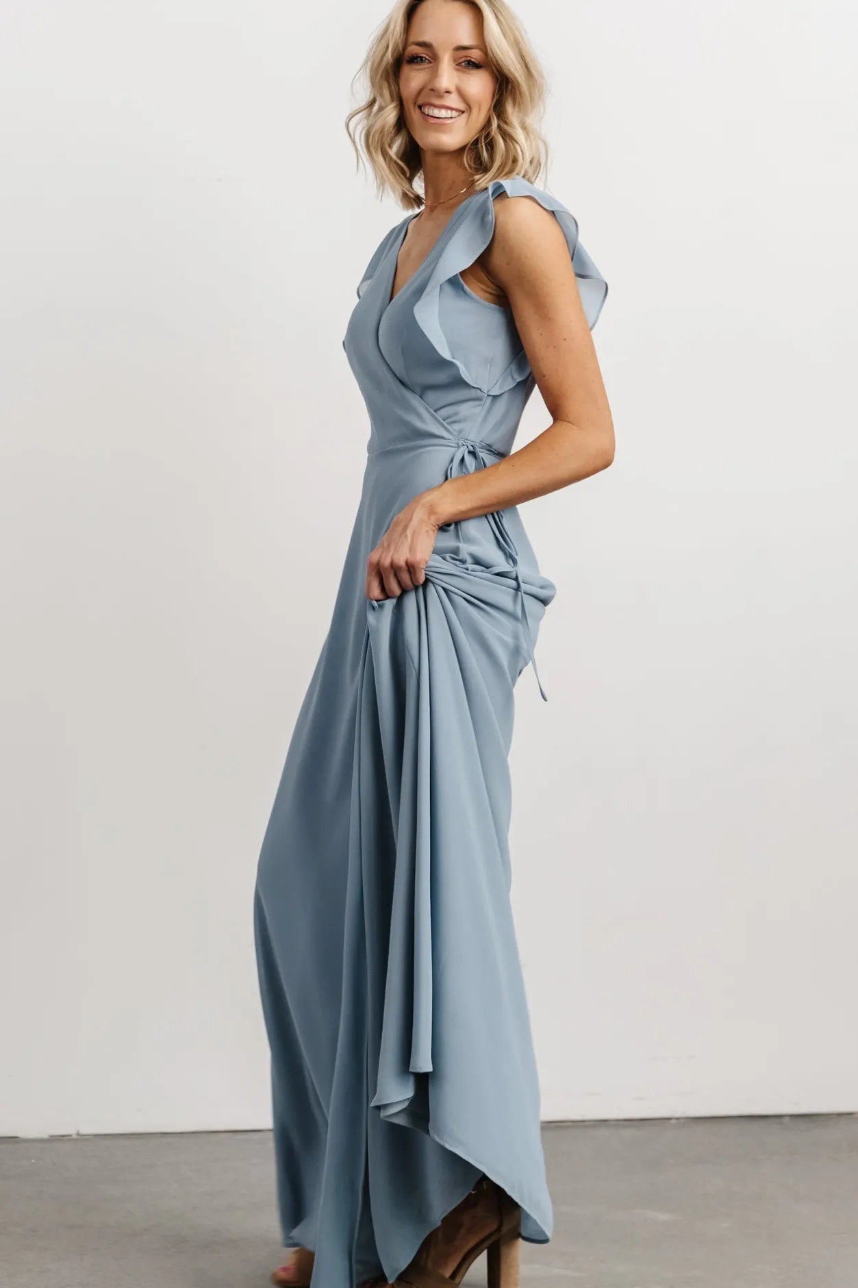 Online Baltic Born Saya Wrap Maxi Dress | Dusty Blue DustyBlue