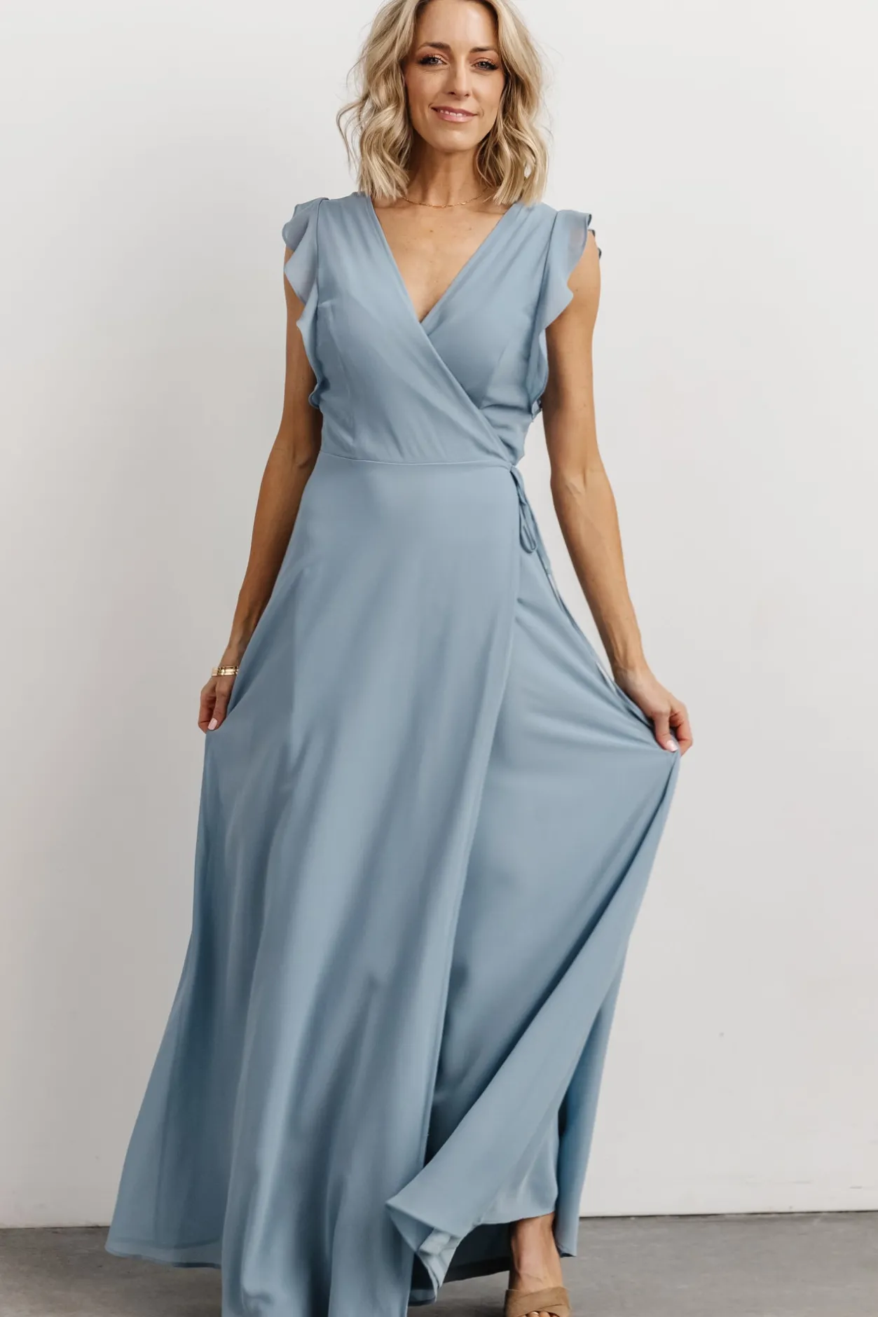 Online Baltic Born Saya Wrap Maxi Dress | Dusty Blue DustyBlue