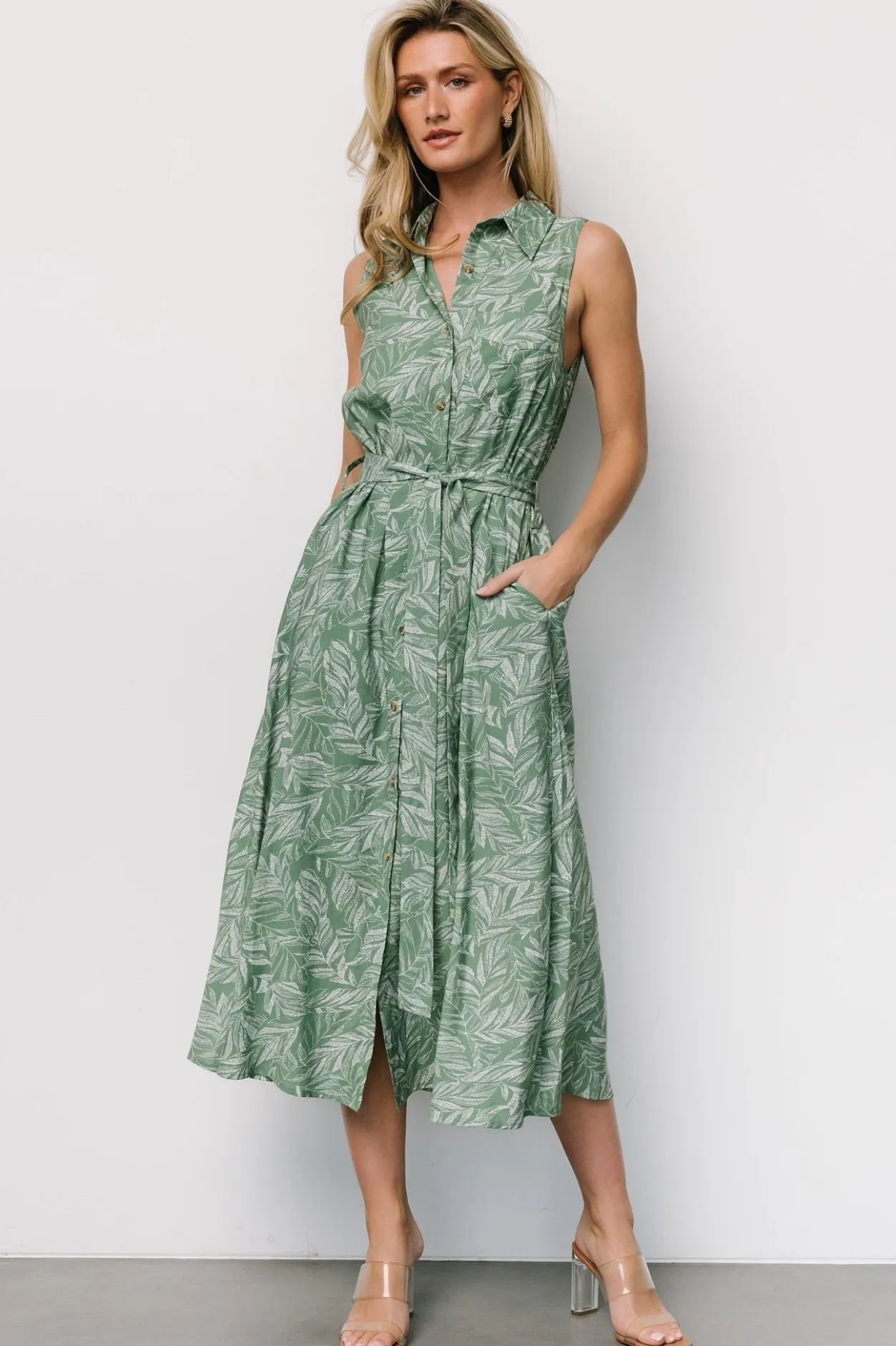 Online Baltic Born Scottie Button Tank Dress | Green Print GreenPrint