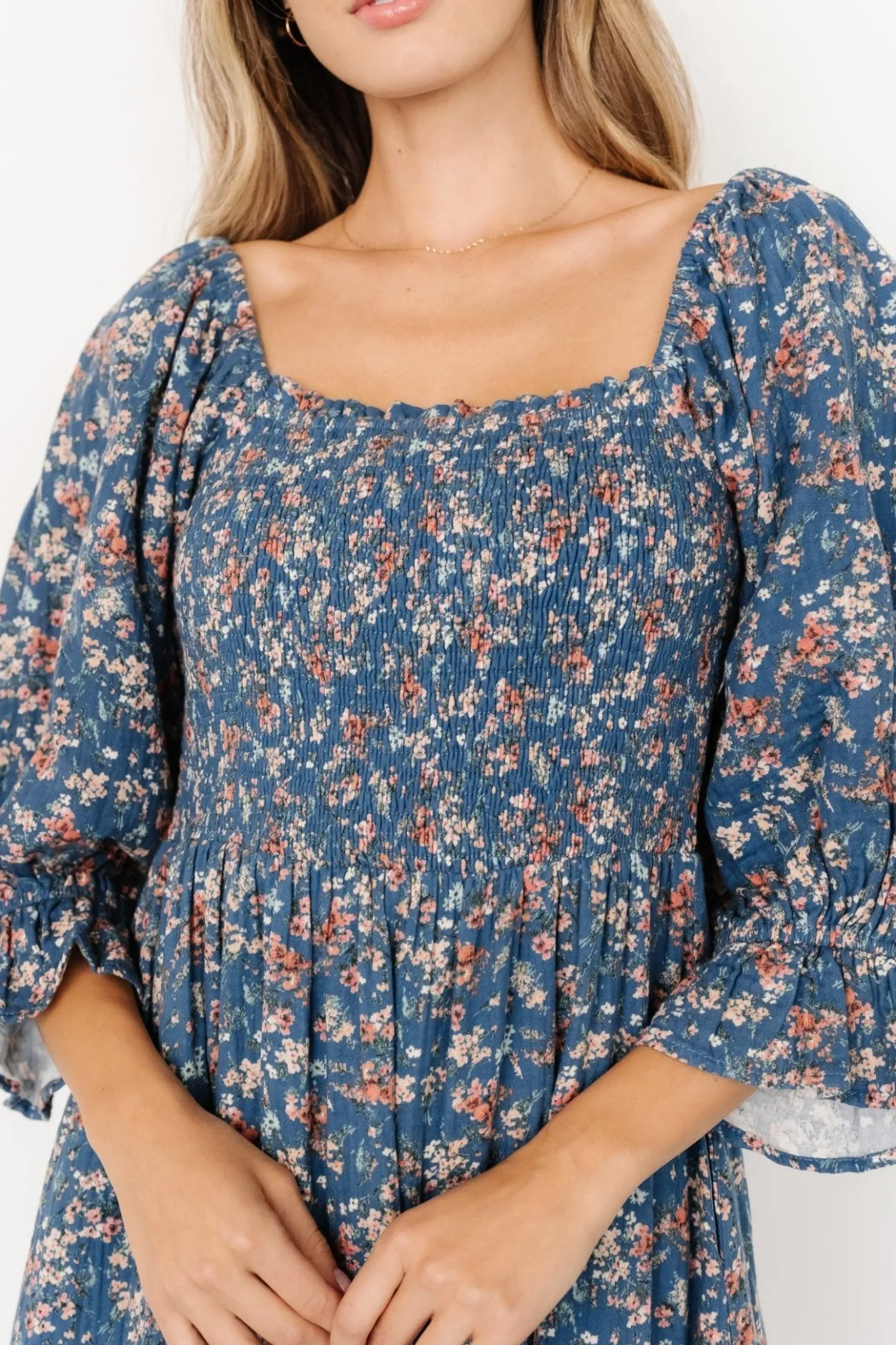 New Baltic Born Sedona Smocked Dress | Blue Floral BlueFloral