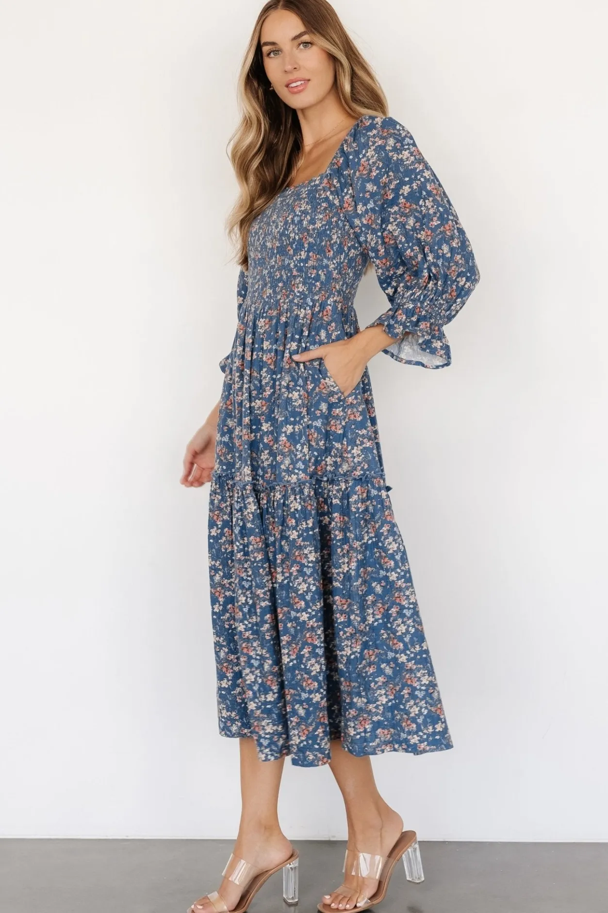 New Baltic Born Sedona Smocked Dress | Blue Floral BlueFloral