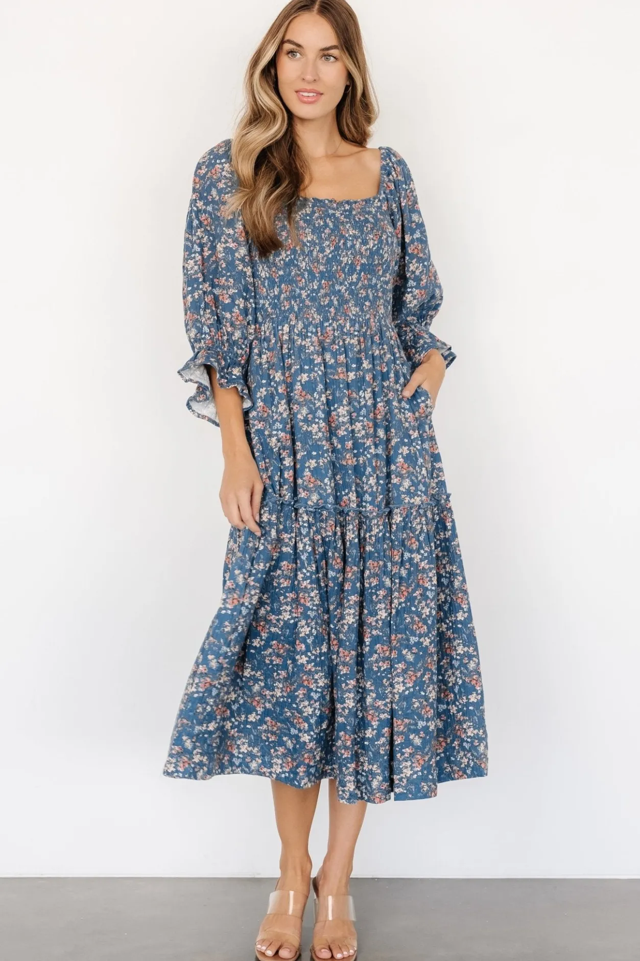 New Baltic Born Sedona Smocked Dress | Blue Floral BlueFloral