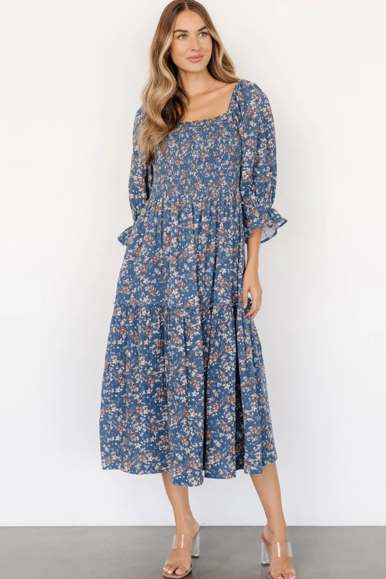 New Baltic Born Sedona Smocked Dress | Blue Floral BlueFloral