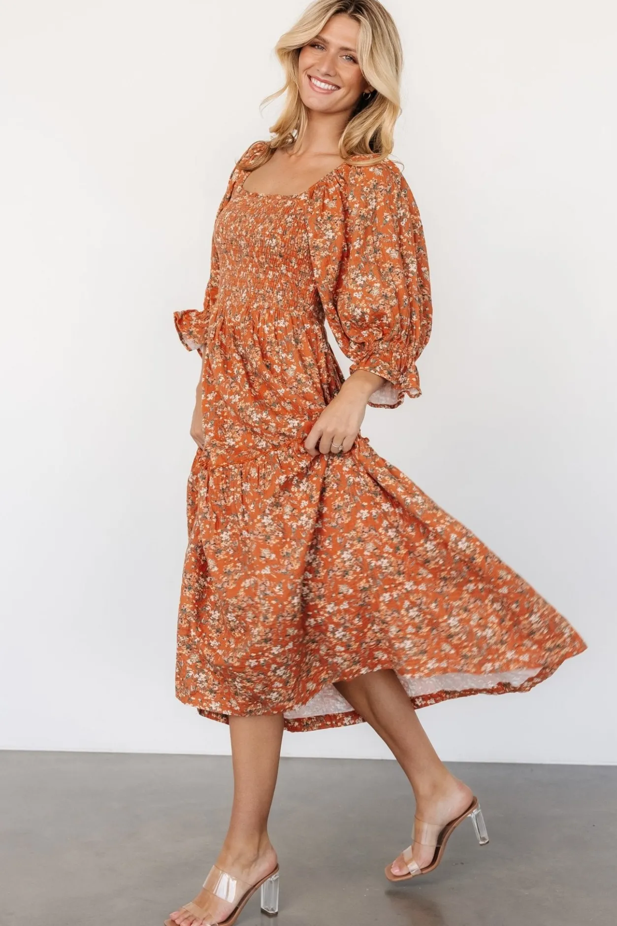 New Baltic Born Sedona Smocked Dress | Light Rust LightRust