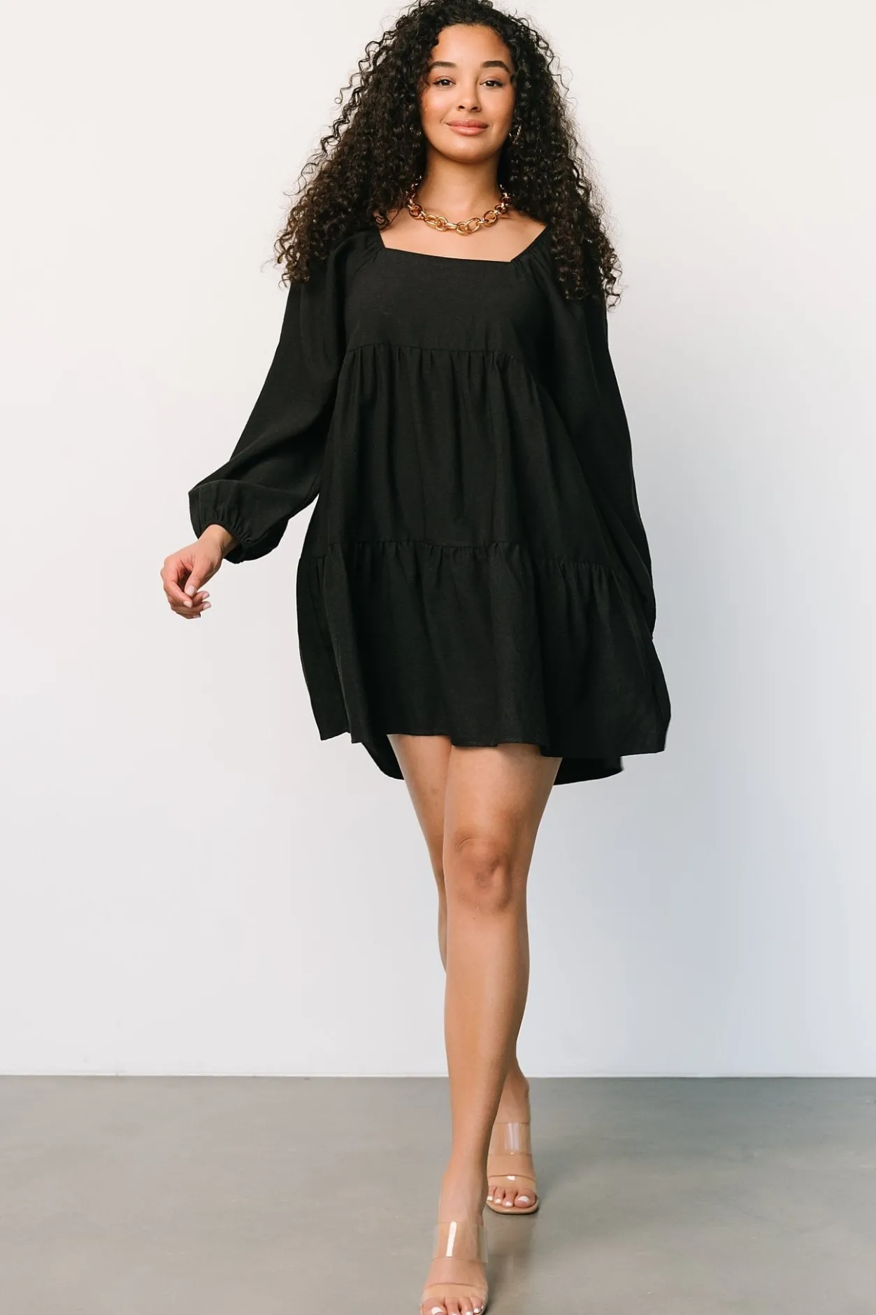New Baltic Born Selena Tiered Mini Dress | Black