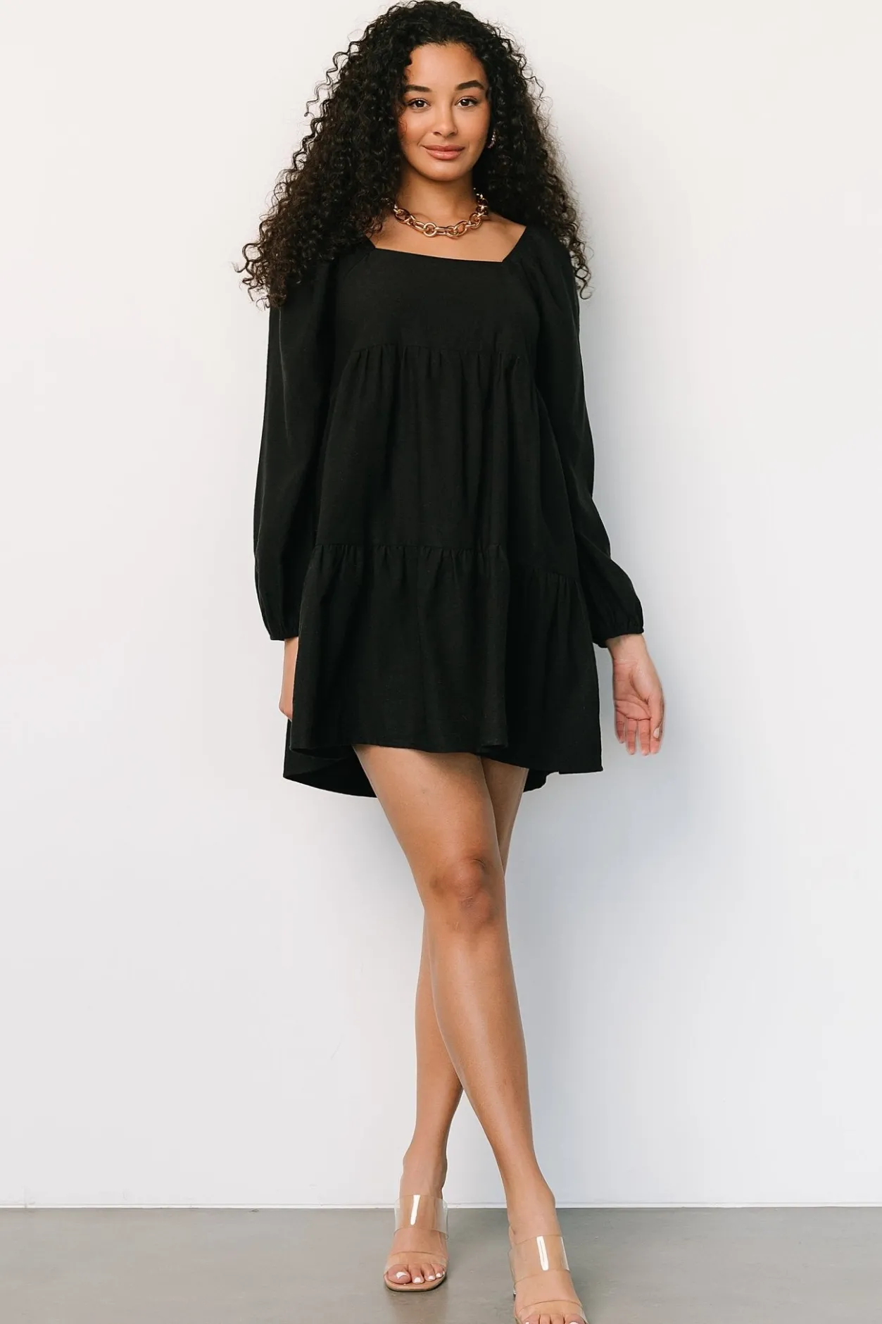New Baltic Born Selena Tiered Mini Dress | Black