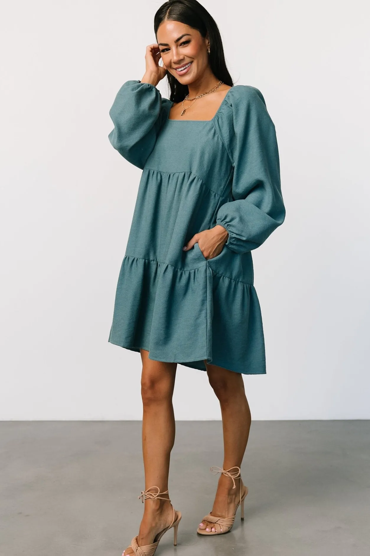 Clearance Baltic Born Selena Tiered Mini Dress | Vintage Teal VintageTeal