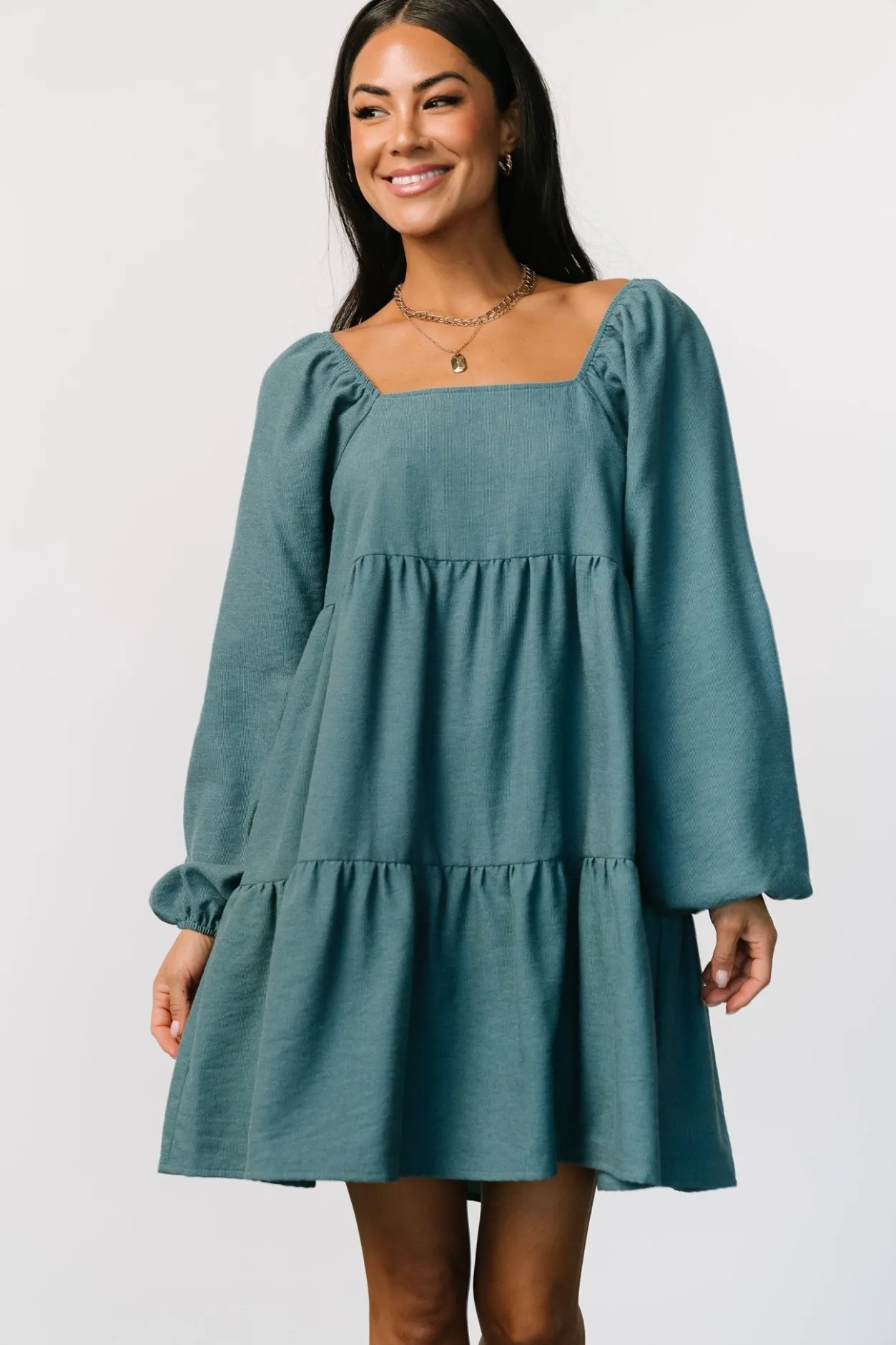 Clearance Baltic Born Selena Tiered Mini Dress | Vintage Teal VintageTeal