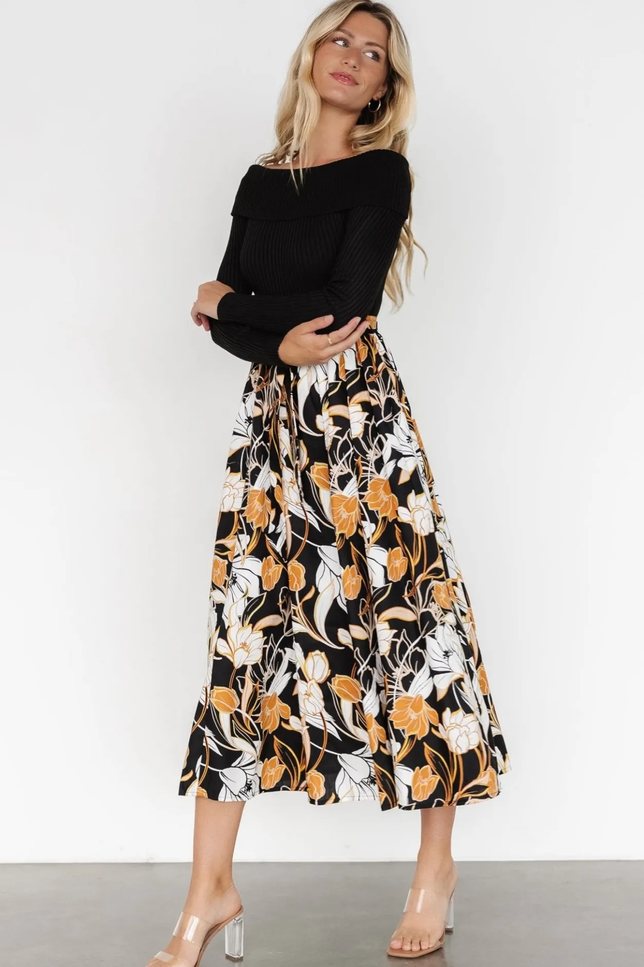 Best Baltic Born Selma Off Shoulder Dress | Black Multi BlackMulti