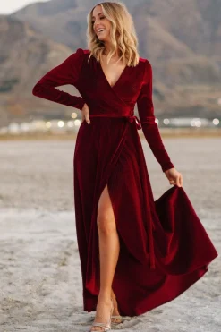 Best Baltic Born Serena Shimmer Velvet Wrap Dress | Merlot