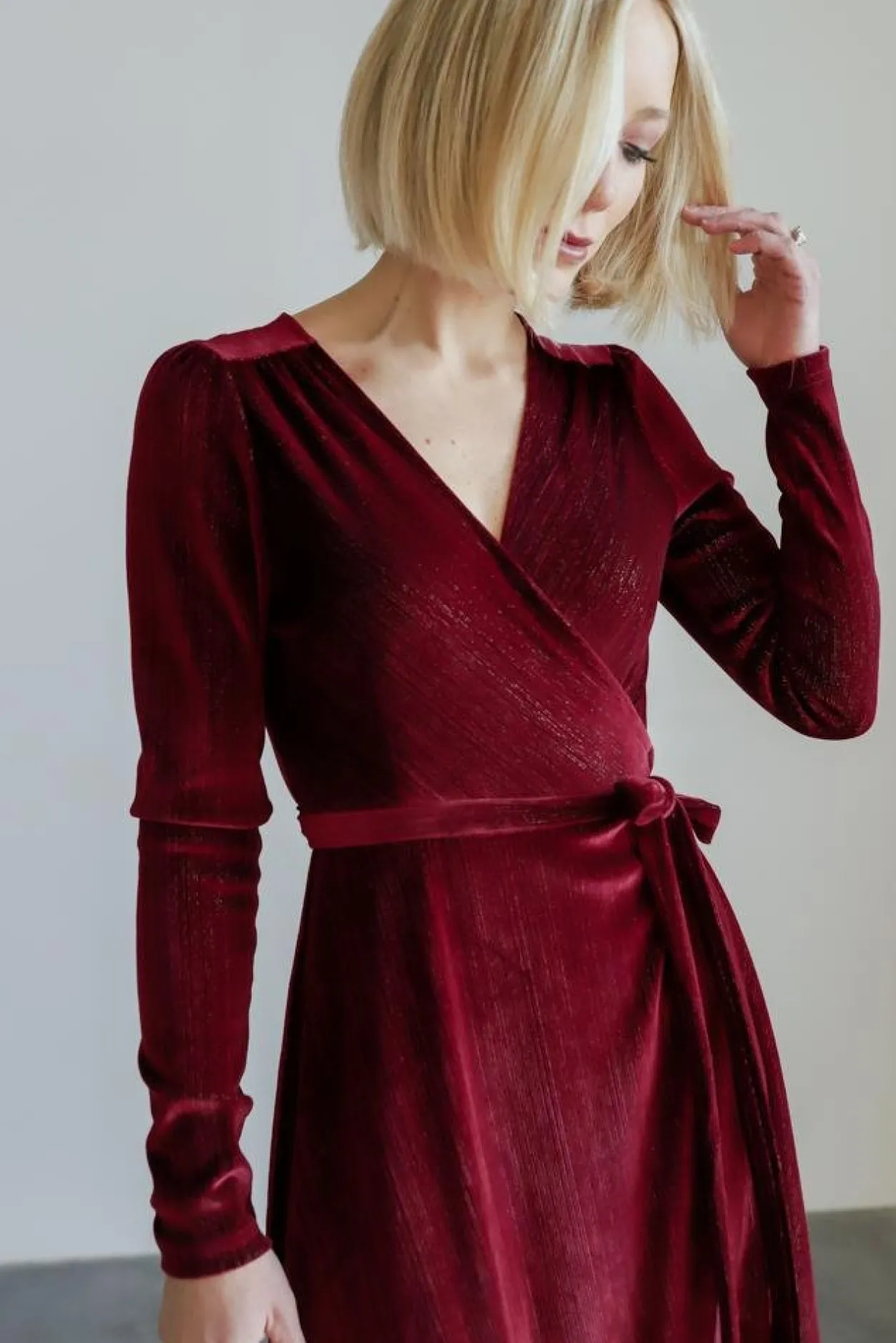 Best Baltic Born Serena Shimmer Velvet Wrap Dress | Merlot