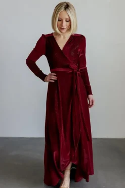 Best Baltic Born Serena Shimmer Velvet Wrap Dress | Merlot