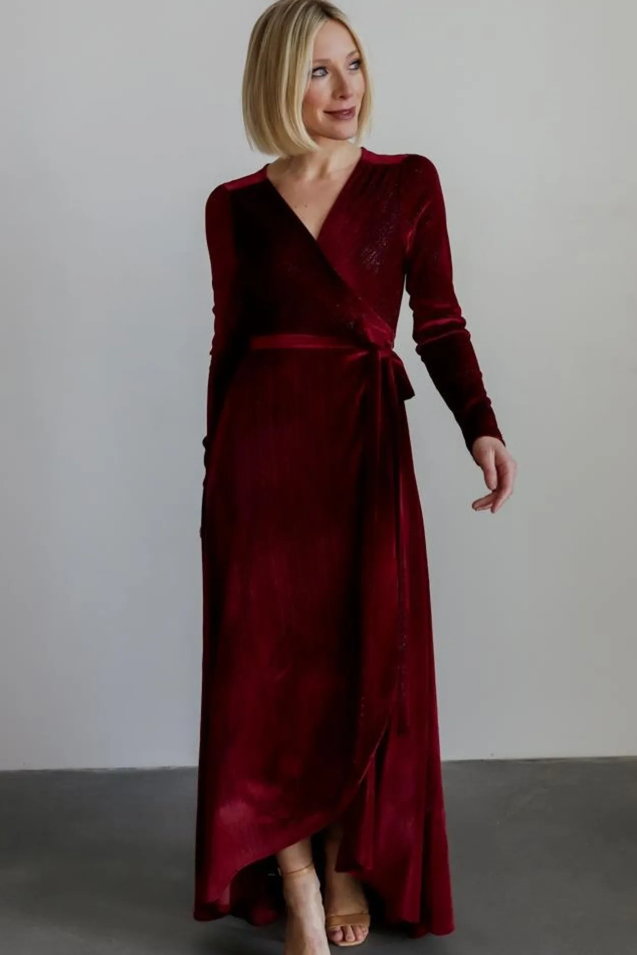 Best Baltic Born Serena Shimmer Velvet Wrap Dress | Merlot