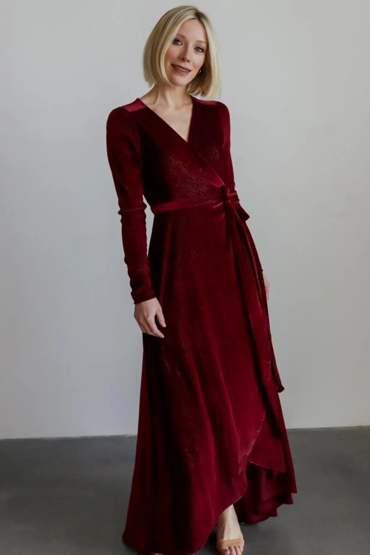 Best Baltic Born Serena Shimmer Velvet Wrap Dress | Merlot