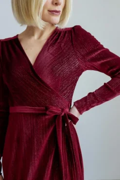 Best Baltic Born Serena Shimmer Velvet Wrap Dress | Merlot
