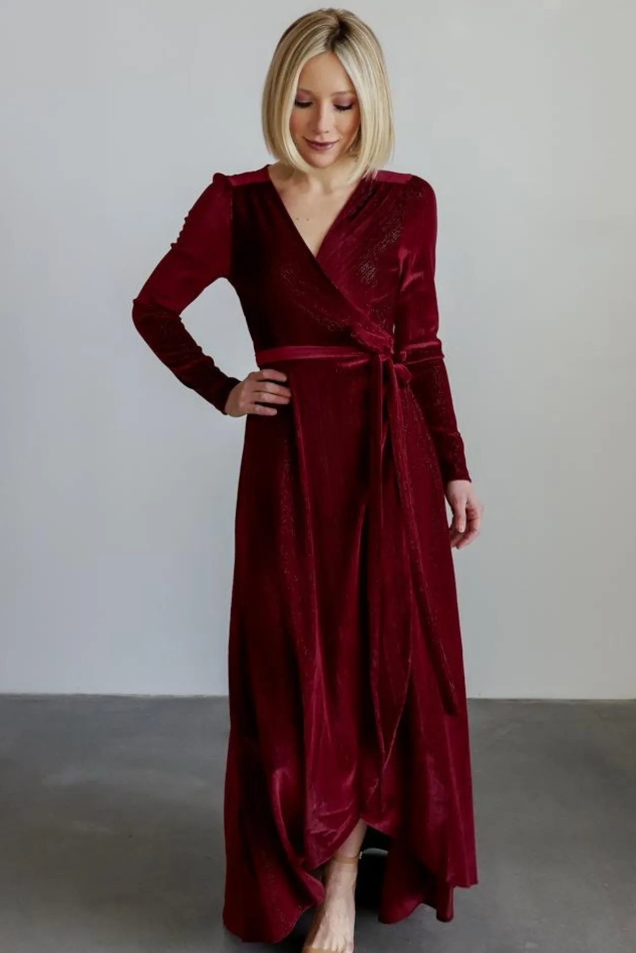Best Baltic Born Serena Shimmer Velvet Wrap Dress | Merlot