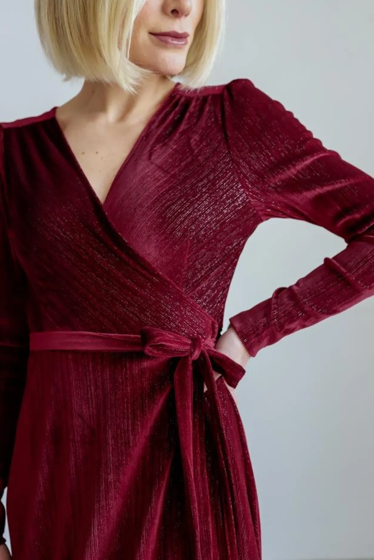Best Baltic Born Serena Shimmer Velvet Wrap Dress | Merlot