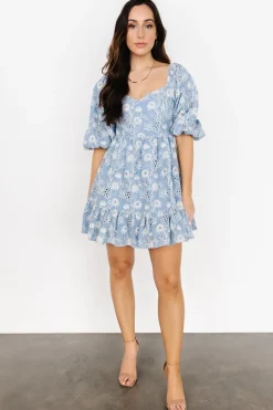 Clearance Baltic Born Serres Eyelet Mini Dress | Blue Floral BlueFloral