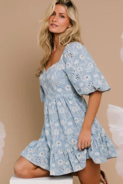 Clearance Baltic Born Serres Eyelet Mini Dress | Blue Floral BlueFloral