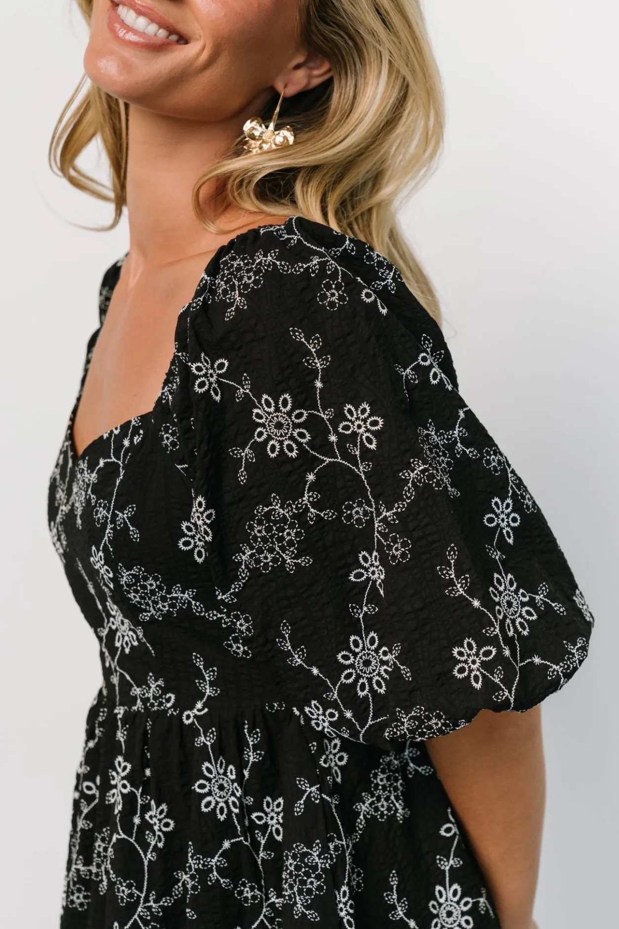 Outlet Baltic Born Serres Eyelet Mini Dress | Black + White Black+White