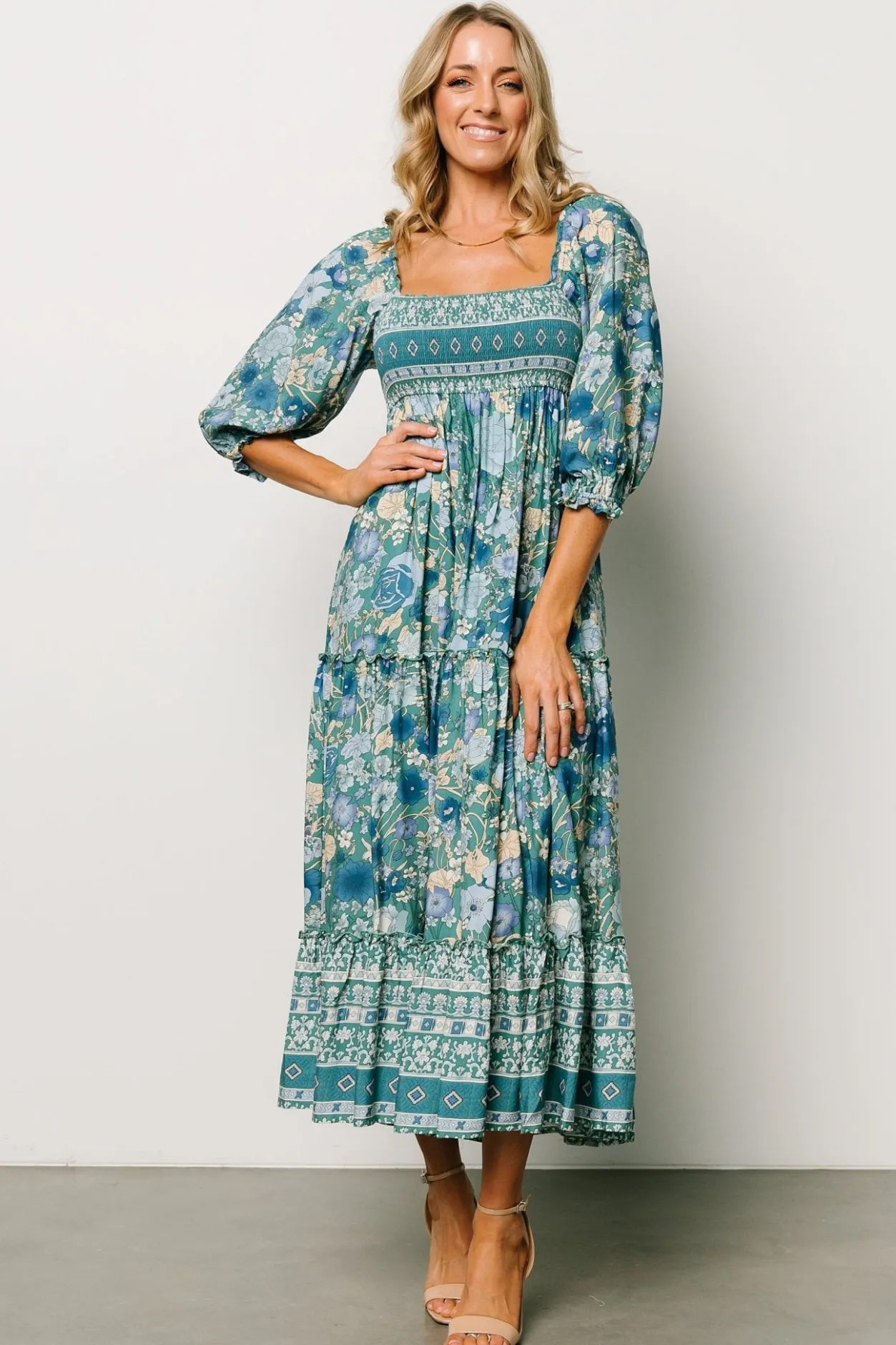 Online Baltic Born Shanna Tiered Dress | Emerald Multi EmeraldMulti