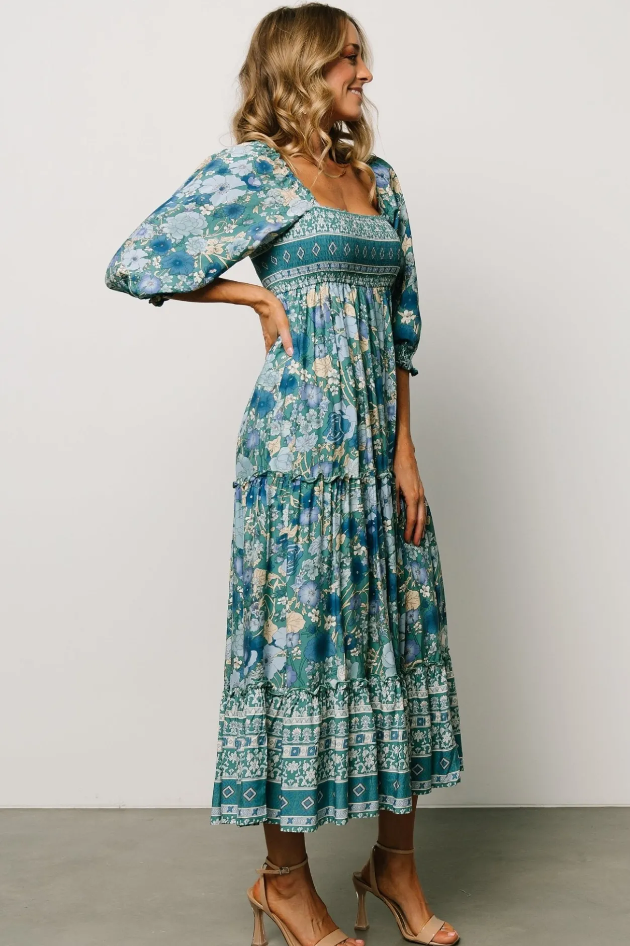 Online Baltic Born Shanna Tiered Dress | Emerald Multi EmeraldMulti