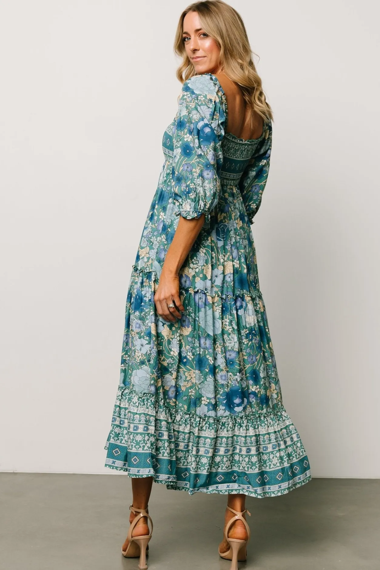 Online Baltic Born Shanna Tiered Dress | Emerald Multi EmeraldMulti