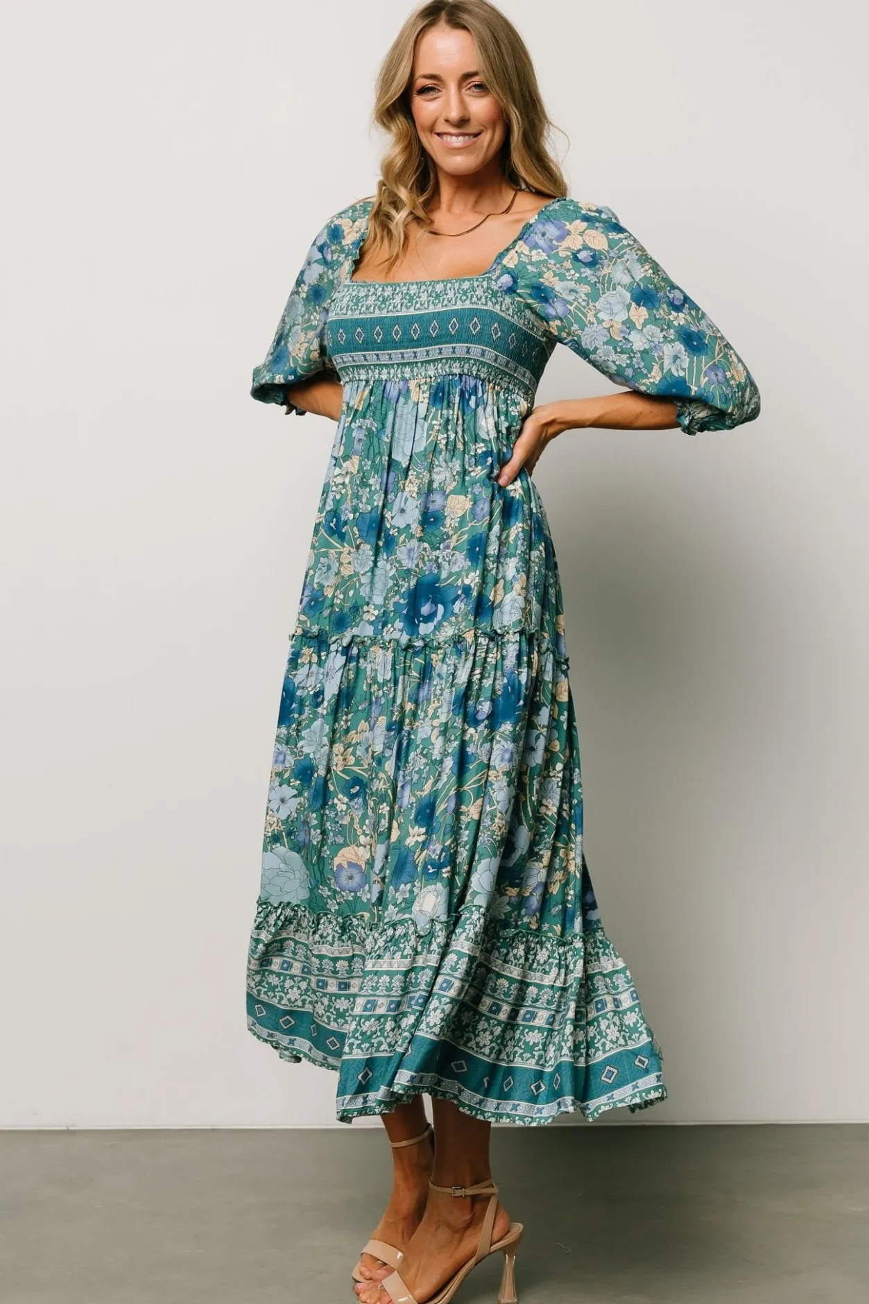 Online Baltic Born Shanna Tiered Dress | Emerald Multi EmeraldMulti