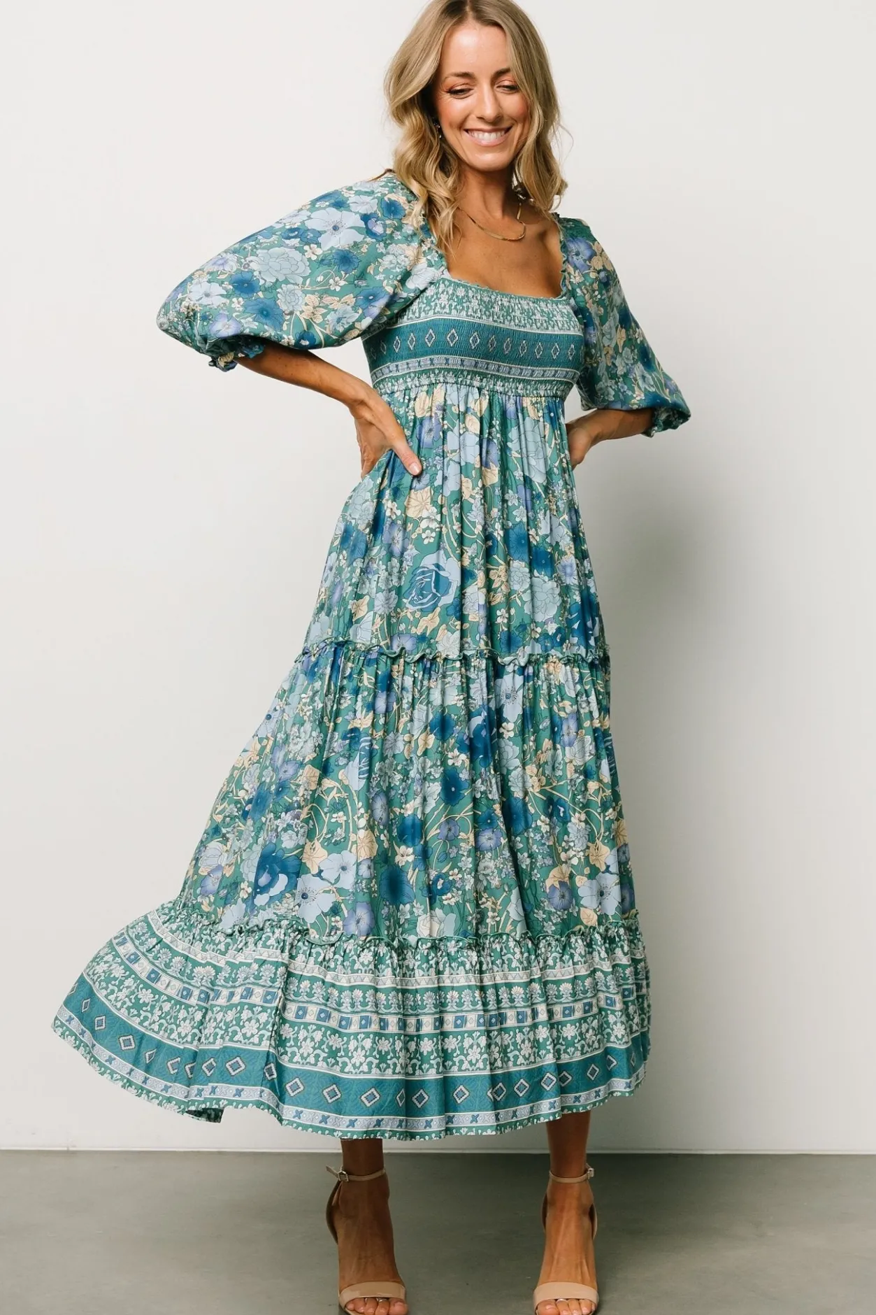 Online Baltic Born Shanna Tiered Dress | Emerald Multi EmeraldMulti