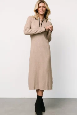 Best Baltic Born Shantel Polo Dress | Taupe + Black Taupe+Black