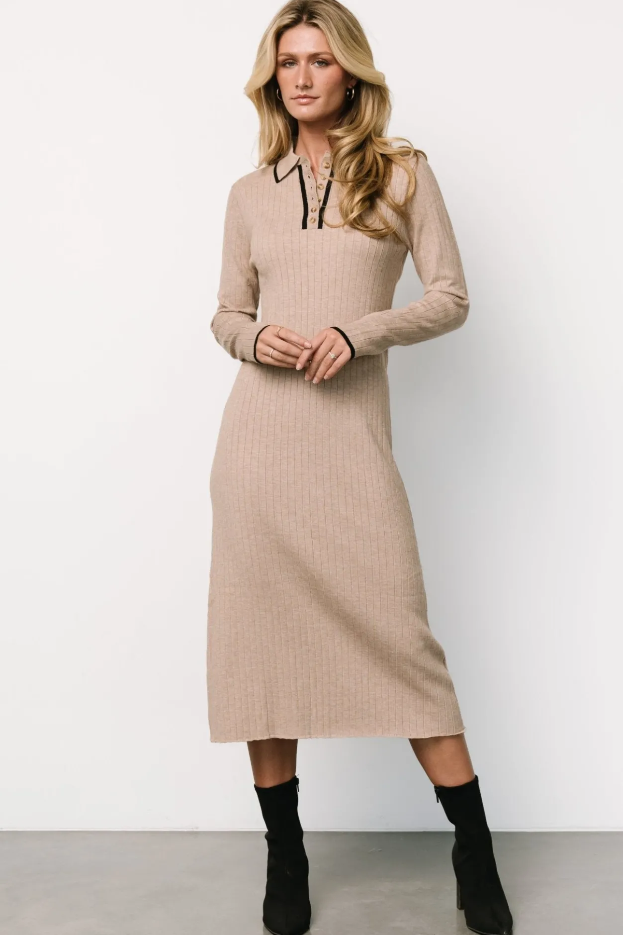 Best Baltic Born Shantel Polo Dress | Taupe + Black Taupe+Black