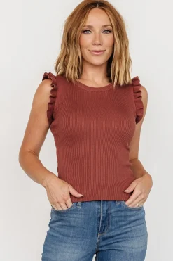 New Baltic Born Shay Ribbed Top | Dusty Rust DustyRust