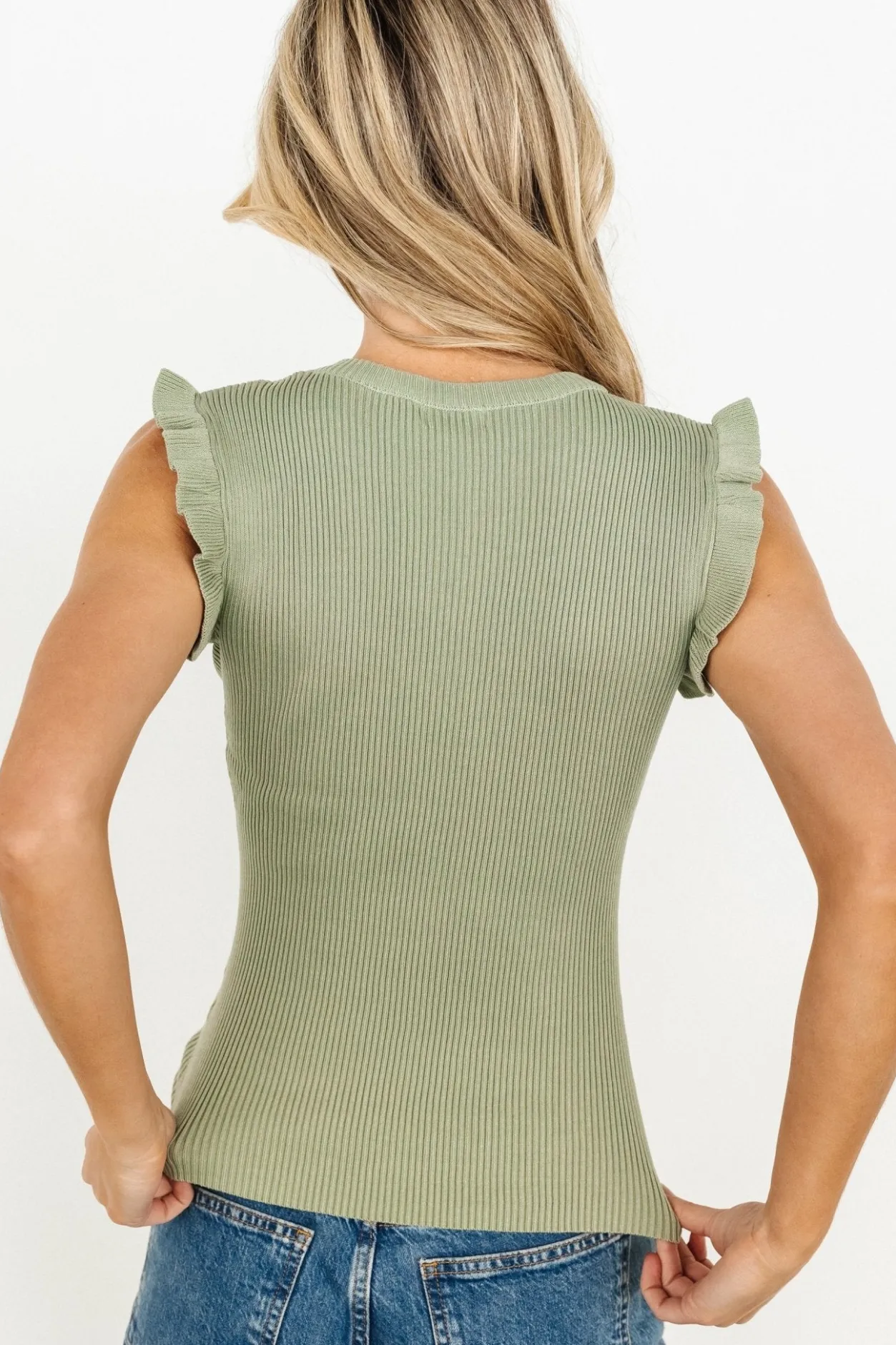 New Baltic Born Shay Ribbed Top | Dusty Sage DustySage