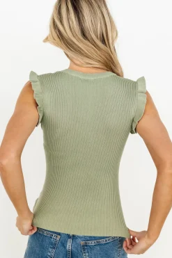 New Baltic Born Shay Ribbed Top | Dusty Sage DustySage