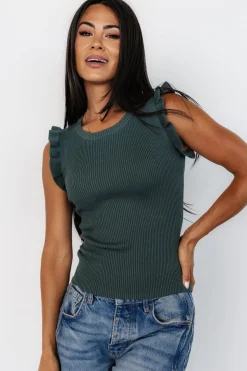 Fashion Baltic Born Shay Ribbed Top | Winter Green WinterGreen