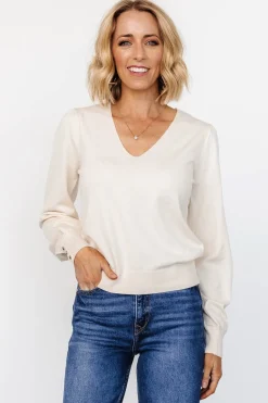 Sale Baltic Born Sheila V Neck Sweater Top | Ivory