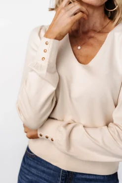 Sale Baltic Born Sheila V Neck Sweater Top | Ivory