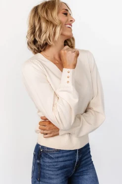 Sale Baltic Born Sheila V Neck Sweater Top | Ivory