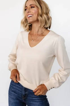 Sale Baltic Born Sheila V Neck Sweater Top | Ivory